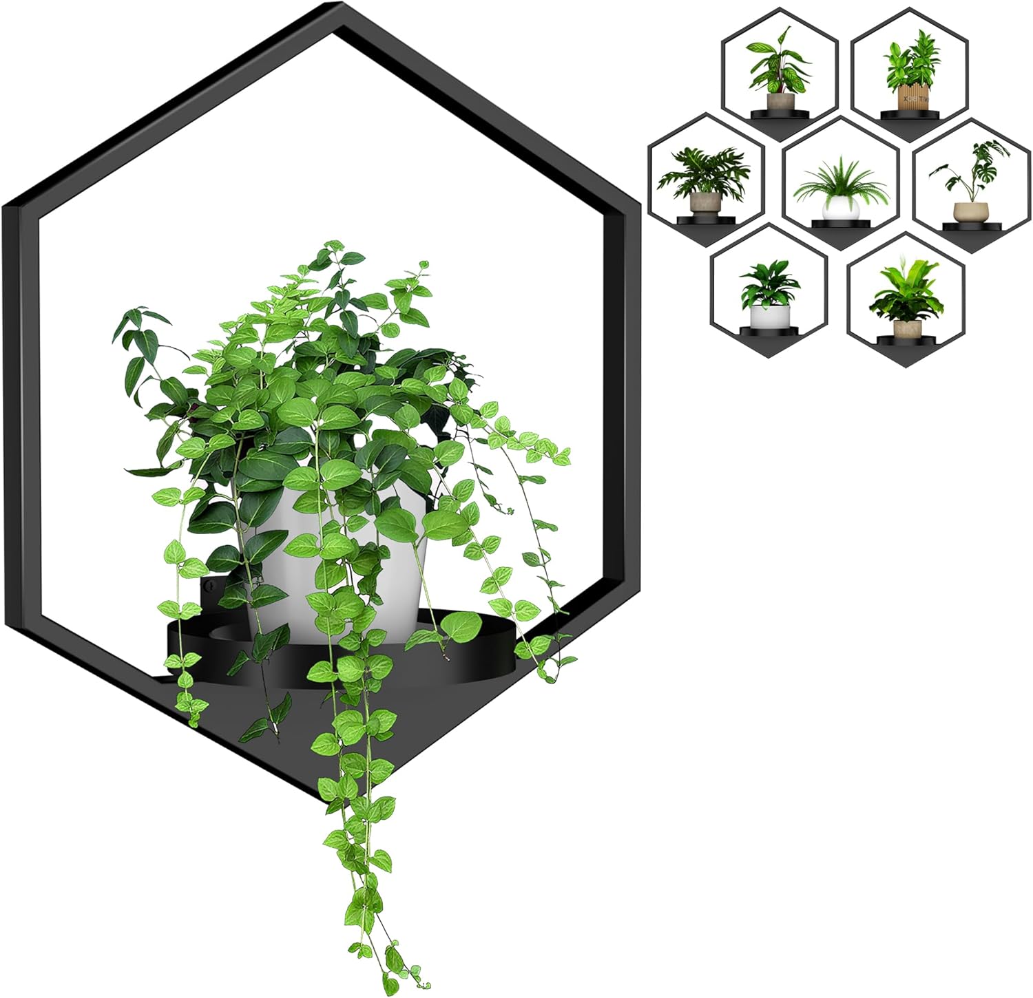 Wall Planters for Indoor Plants 7 Pack, Plant Frames Wall Decor Living Room Plant Stand Hanging Wall Plants Holder to Hold Large Pots Wall Plant Hanger Window Plant Shelves for Outdoor Entryway