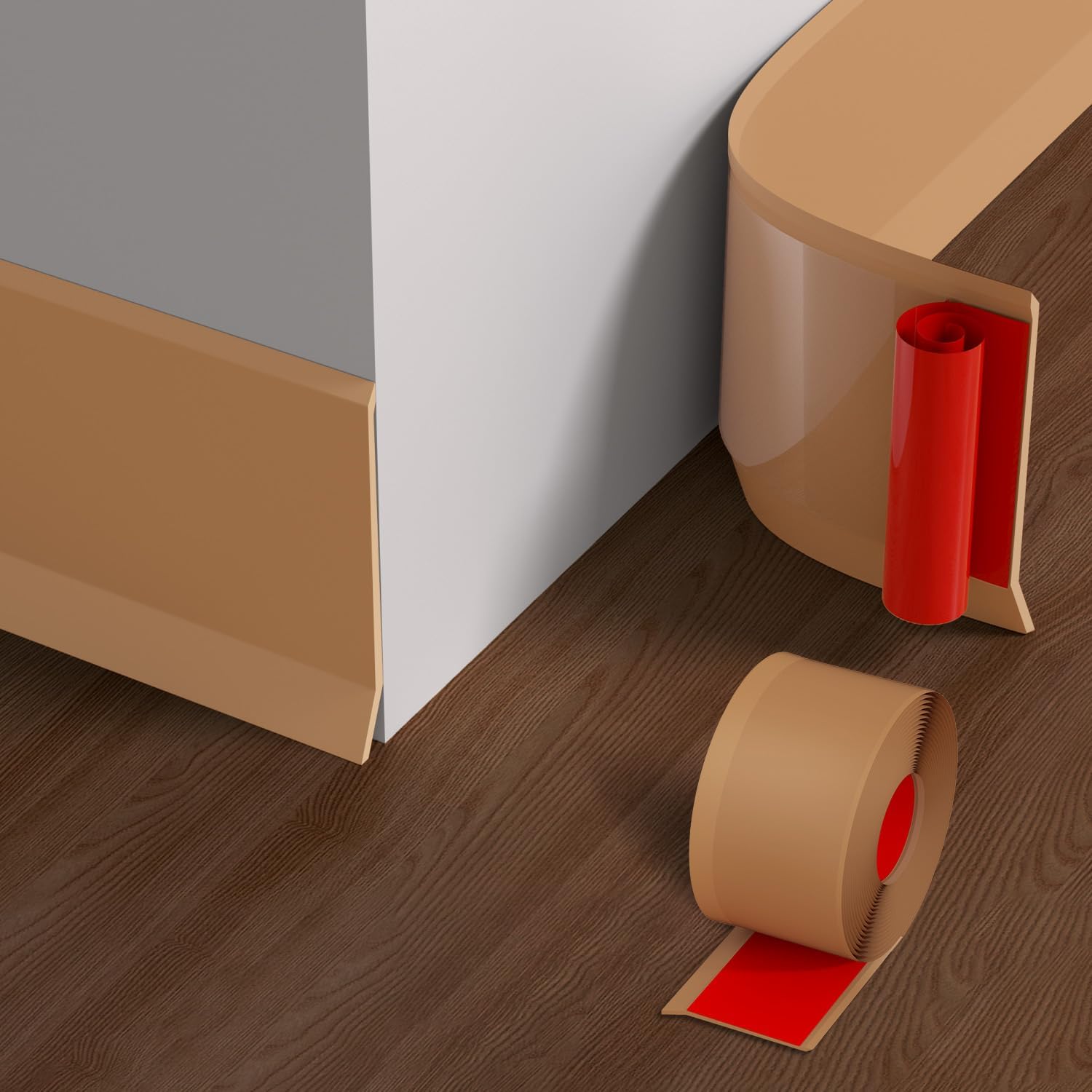 Flexible Baseboard Molding Trim, 4 Inch Vinyl Wall Base with Wider Self-Adhesive Peel and Stick Cove Base, Rubber Wall Base Moulding Trim, 20 Feet, White