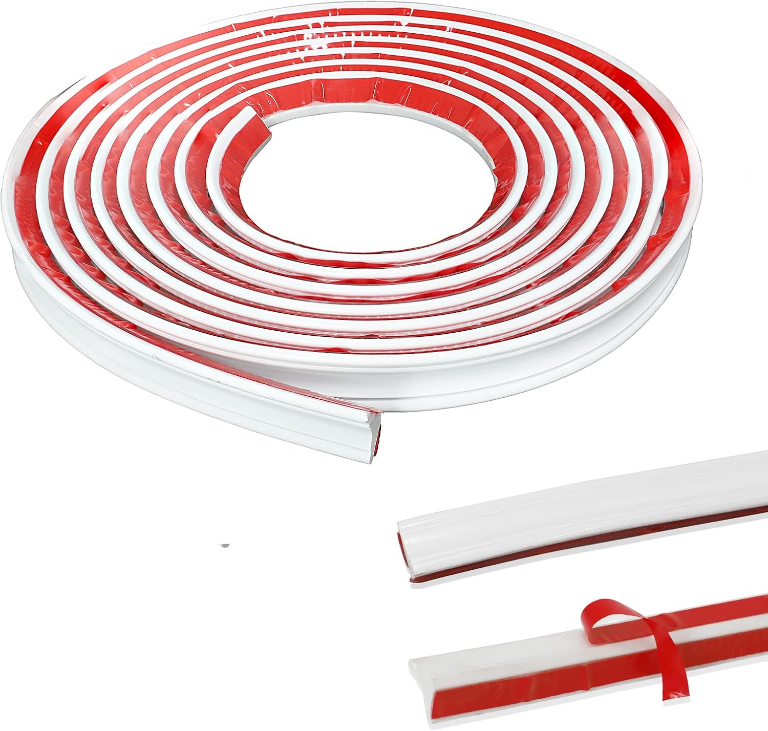 Flexible Trim Caulk Strip Wall Moulding Trim, 1 in x16 Ft Peel and Stick Trim for Wall Corner Deco, Ceiling, Backsplash Tile Edge, Countertops, Baseboard, Floor(White)