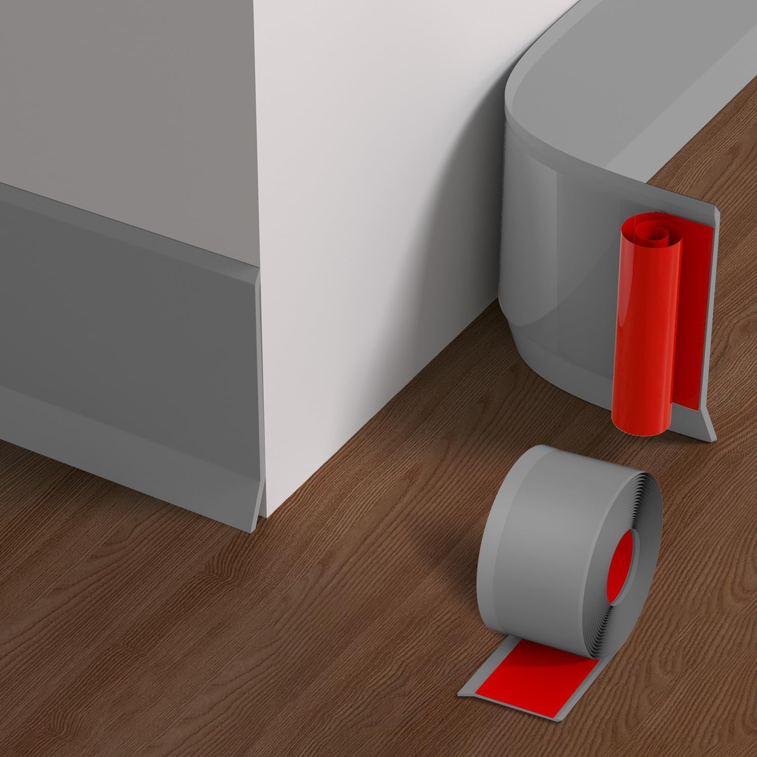 Flexible Baseboard Molding Trim, 4 Inch Vinyl Wall Base with Wider Self-Adhesive Peel and Stick Cove Base, Rubber Wall Base Moulding Trim, 20 Feet, White