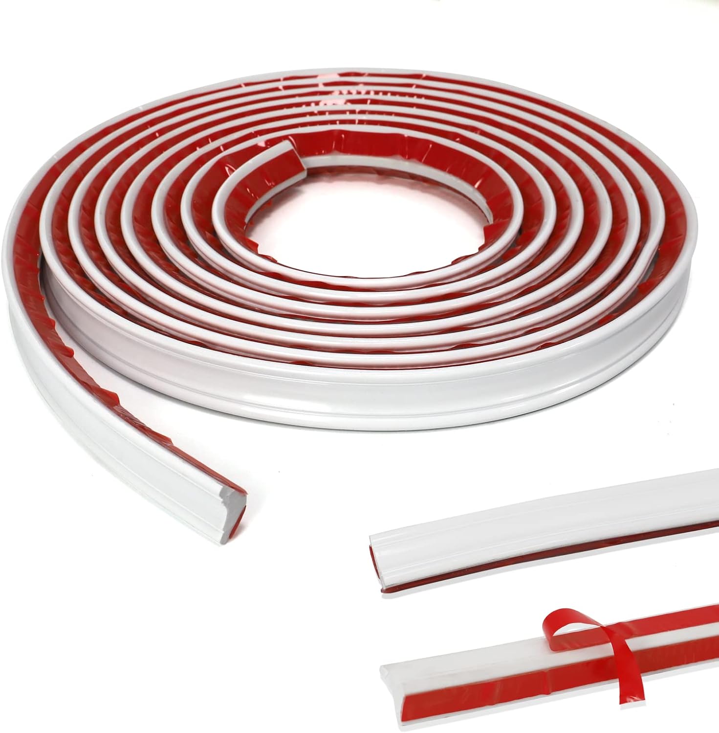 Flexible Trim Caulk Strip Wall Moulding Trim, 1 in x16 Ft Peel and Stick Trim for Wall Corner Deco, Ceiling, Backsplash Tile Edge, Countertops, Baseboard, Floor(White)