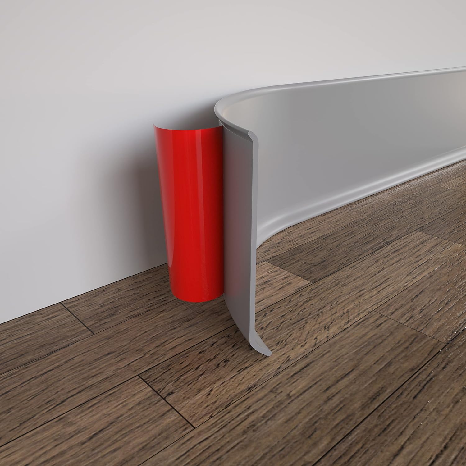 COUKIU Flexible Baseboard Molding Trim, 4 Inch x 20 Feet Self-Adhesive Vinyl Wall Base Cove Base, Peel and Stick Rubber Wall Base Moulding Trim(S100, White)