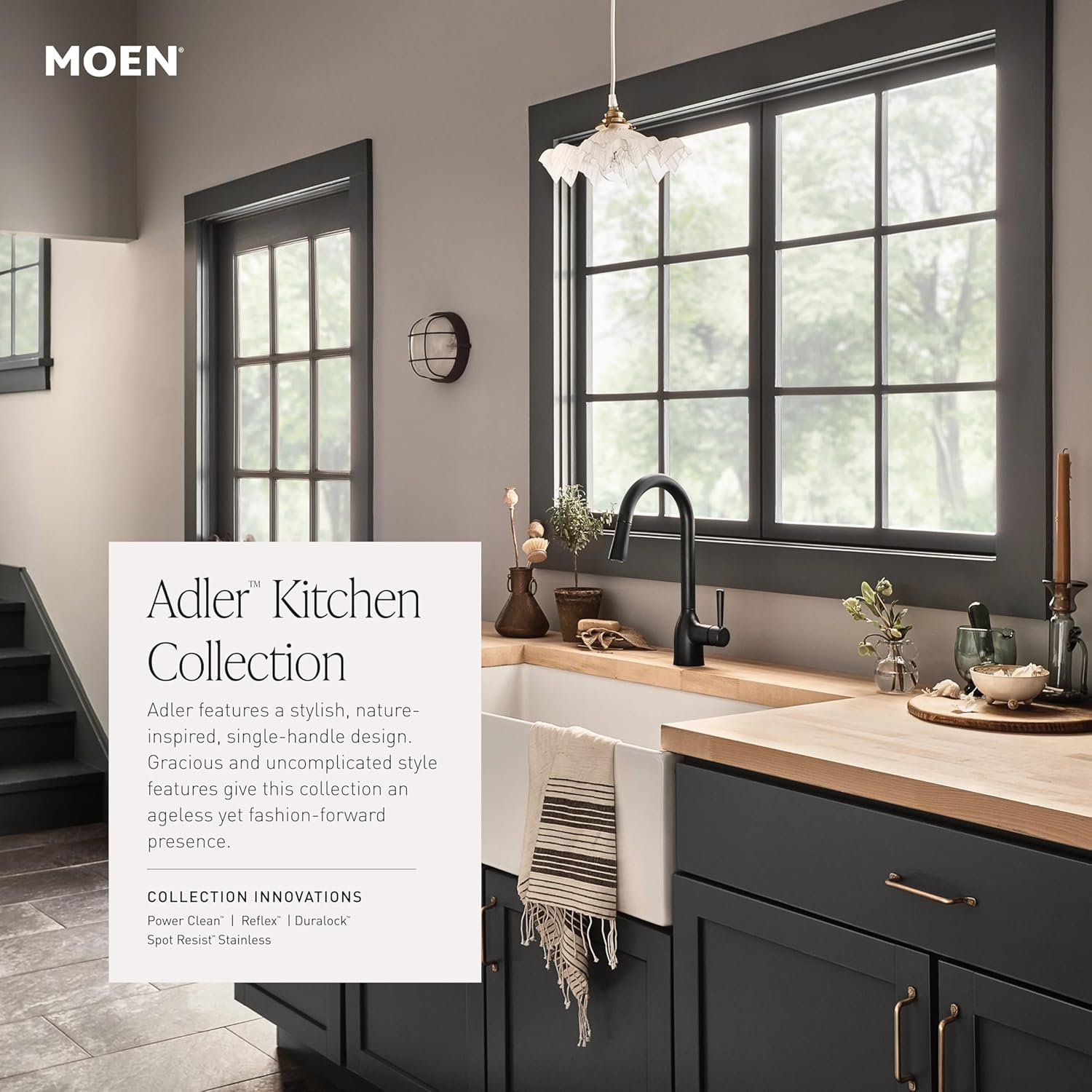 Moen Adler Spot Resist Stainless One-Handle High Arc Pulldown Kitchen Faucet with Power Clean, 87233SRS
