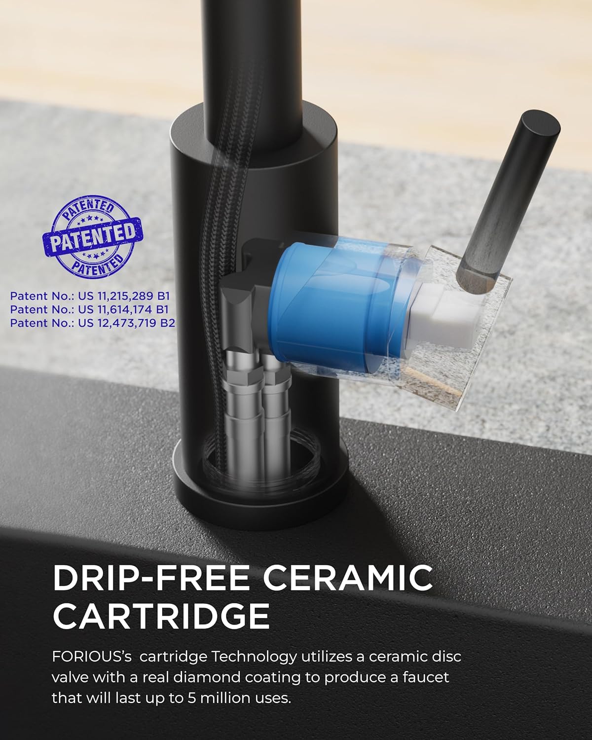 FORIOUS Black Kitchen Faucet with Soap Dispenser and Pull Down Sprayer, Bar High Arc Single Handle Classic 3 Modes Stainless Steel Faucet for Kitchen Sink Farmhouse RV Laundry Camper