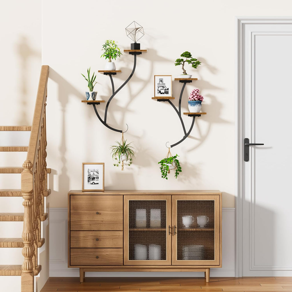 Wall Planters for Indoor Plants 2 Pack, 6 Tiered Wall Plant Holder Hanging Planters Plant Stand Indoor, Window Plants Shelves for Living Room Patio