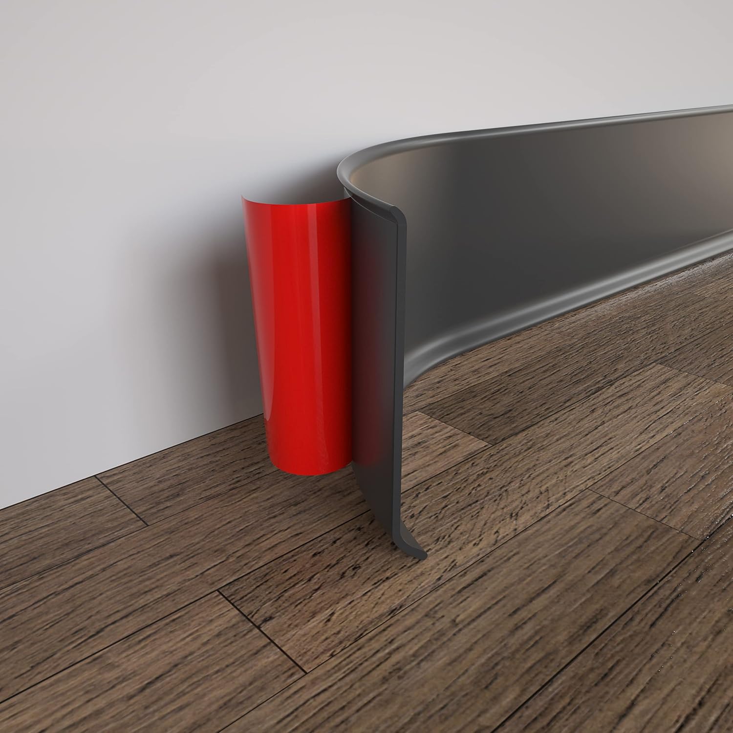 COUKIU Flexible Baseboard Molding Trim, 4 Inch x 20 Feet Self-Adhesive Vinyl Wall Base Cove Base, Peel and Stick Rubber Wall Base Moulding Trim(S100, White)